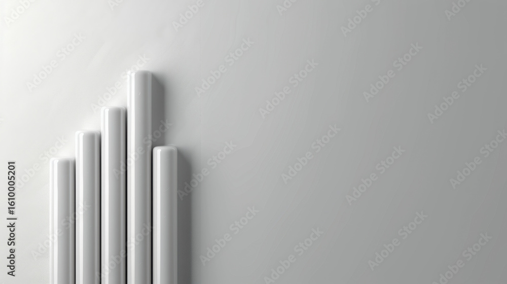 Poster minimalist graph chart increasing upward over smooth gray background, symbolizing growth and progres