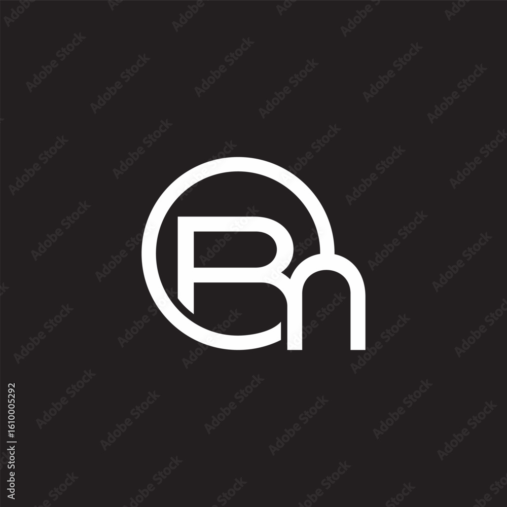 Poster letter rn linked geometric line loop circle round logo vector