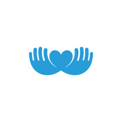 blue waves hand care simple geometric blue logo vector