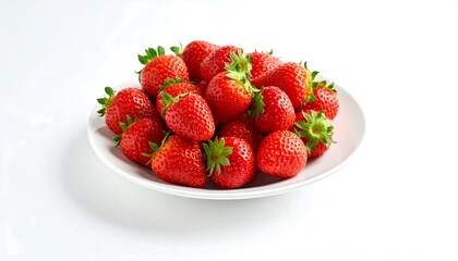 Fresh strawberries on a white plate