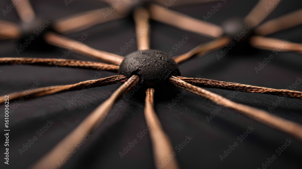 Poster close up of network design featuring interconnected threads and nodes, showcasing intricate details 