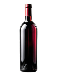 Elegant glass bottle of dark red wine stands gracefully against a deep black backdrop, perfe png