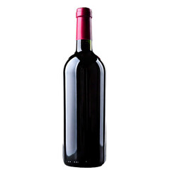 Elegant glass bottle of dark red wine stands gracefully against a deep black backdrop, perfe png