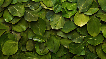 Fototapeta premium Lush green leaves create vibrant and textured background, showcasing various shades and shapes that evoke sense of nature beauty and tranquility
