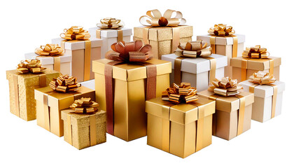 festive-christmas-gifts--presents-boxes isolated on white background, png, ai generated. 