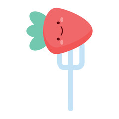Vegan Fruit Fork Flat Icon