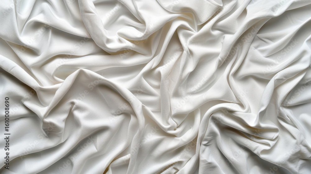 Poster soft fabric folds create beautiful texture in this white material, evoking sense of elegance and cal
