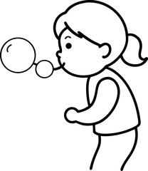 Child Blowing Bubbles Illustration