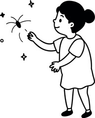 Child Catching Fireflies Scene