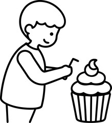 Child Decorating Cupcakes Clipart