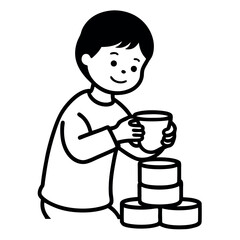 Child Playing with Stacking Cups