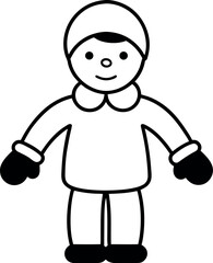 Child Wearing Mittens Illustration
