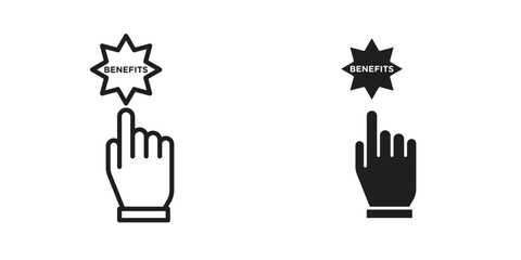 benefits icon outline vector Thin line. flat vector simple elements.