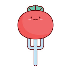 Tomato With Fork Flat Icon