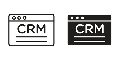 CRM icon outline vector Thin line. flat vector simple elements.