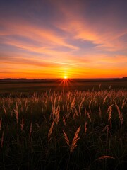 Wheat field at sunset