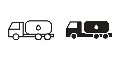 Fuel truck icon outline vector Thin line. flat vector simple elements.