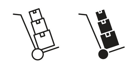 Hand truck icon outline vector Thin line. flat vector simple elements.
