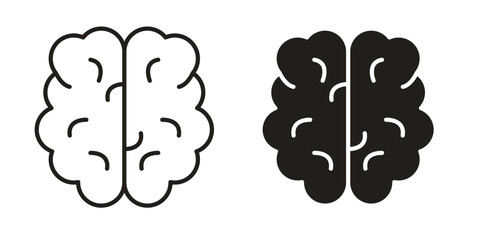 Human brain icon outline vector Thin line. flat vector simple elements.