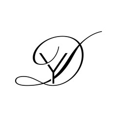 initial letter y with D script logo