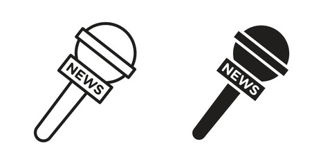 News microphone icon outline vector Thin line. flat vector simple elements.