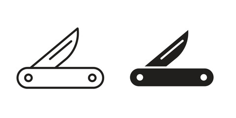 Pocket knife icon outline vector Thin line. flat vector simple elements.