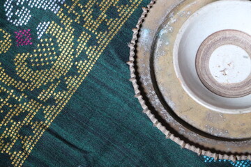 Antique Brass Plate from the 18th Century – Historical Artifact. Vintage Handcrafted Brass Dish – Traditional Asian Tableware