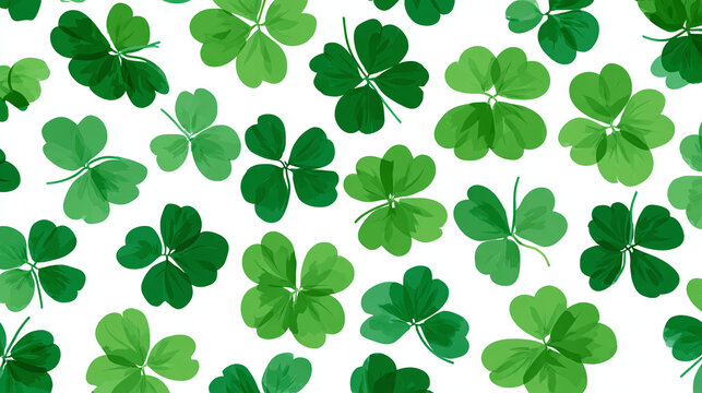 Shamrock green clover leaf pattern flat design, isolated on transparent background 