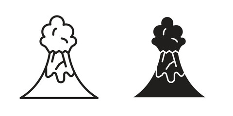 Obraz premium Volcano eruption icon outline vector Thin line. flat vector simple elements.