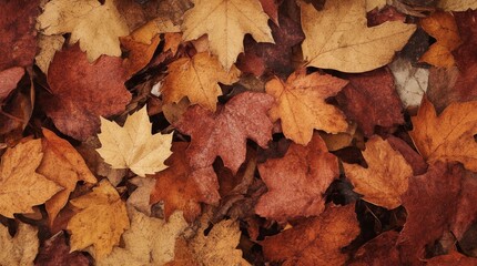 Many autumn leaves as background, top view 