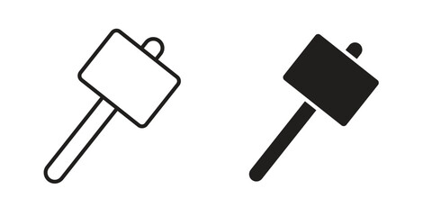 Wooden mallet icon outline vector Thin line. flat vector simple elements.