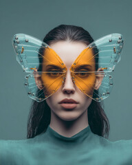 Transparent Butterfly Visor with Amber Tint
