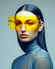 Yellow Futuristic Visor with Stud Accents