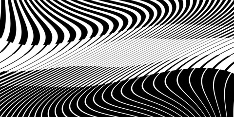 Black and white striped halftone gradient. Fading linear gradation background. Repeating strip pattern backdrop.
