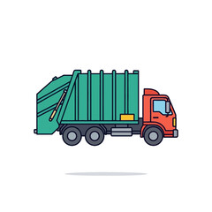 Action Event of Garbage Collection Truck in Urban Environment Illustration