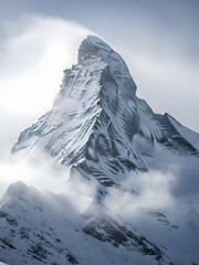 The peak of snow covered mountain