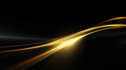 Abstract golden light wave on a black background. This image captures elegance and motion. Ideal for designs that need a touch of sophistication or modern flair. AI