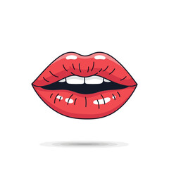 Obraz premium Bold Red Lips: A close-up, pop art style illustration of luscious, red lips, exuding confidence and allure.