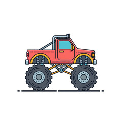 Obraz premium Exciting Monster Truck Show, Vehicle Enthusiasts, Outdoor Arena, Illustration, Dynamic Action, Side View, Adventure Concept