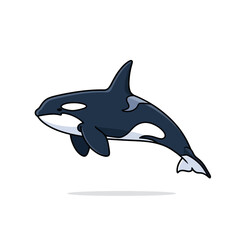Fototapeta premium Killer Whale Illustration: A striking illustration of a killer whale gracefully navigating the ocean depths, its distinctive black and white pattern making a bold statement of marine majesty.
