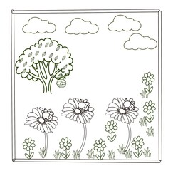 Flowers with trees in park 