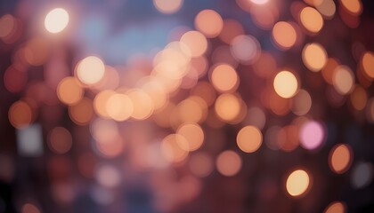 Bokeh lights in soft gold and pink tones