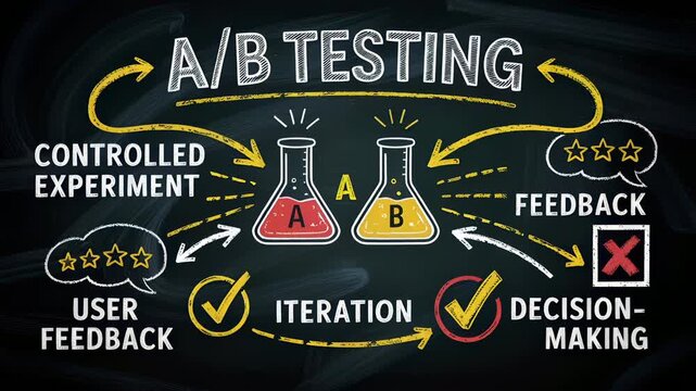 A/B Testing Explained on Chalkboard: Strategy for Data-Driven Decisions
