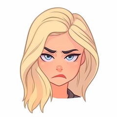 Illustration of an angry woman, with a displeased facial expression