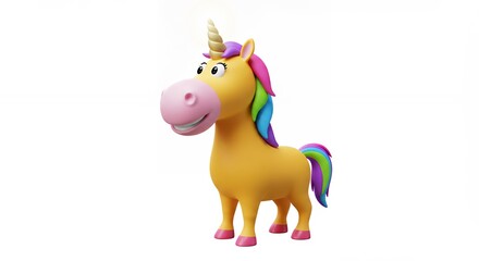 Naklejka premium Cartoon unicorn illustration against white background