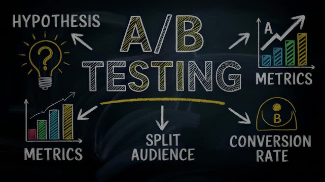 A/B Testing Explained on Chalkboard: Strategy for Data-Driven Decisions