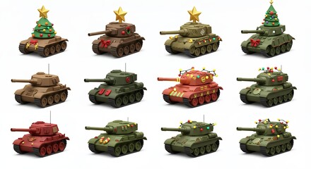 Decorated tanks christmas ornaments collection