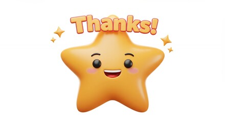 Happy yellow star graphic with thanks