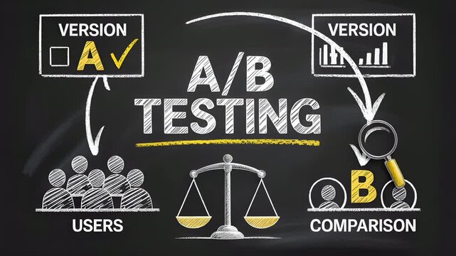A/B Testing Explained on Chalkboard: Strategy for Data-Driven Decisions