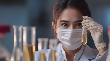 Scientist with test tube making research in laboratory